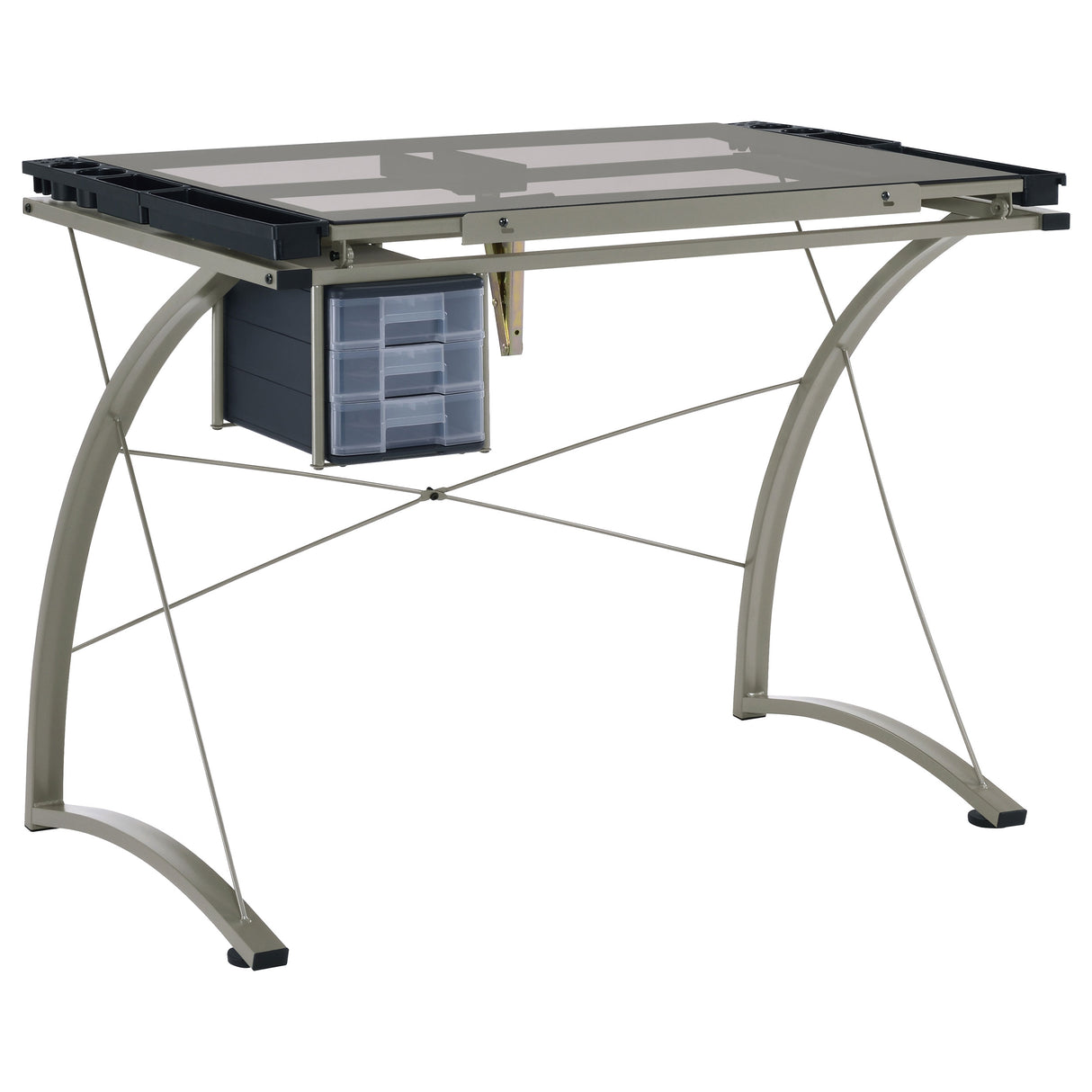 Melo Drafting Desk With 3-Drawer Champagne