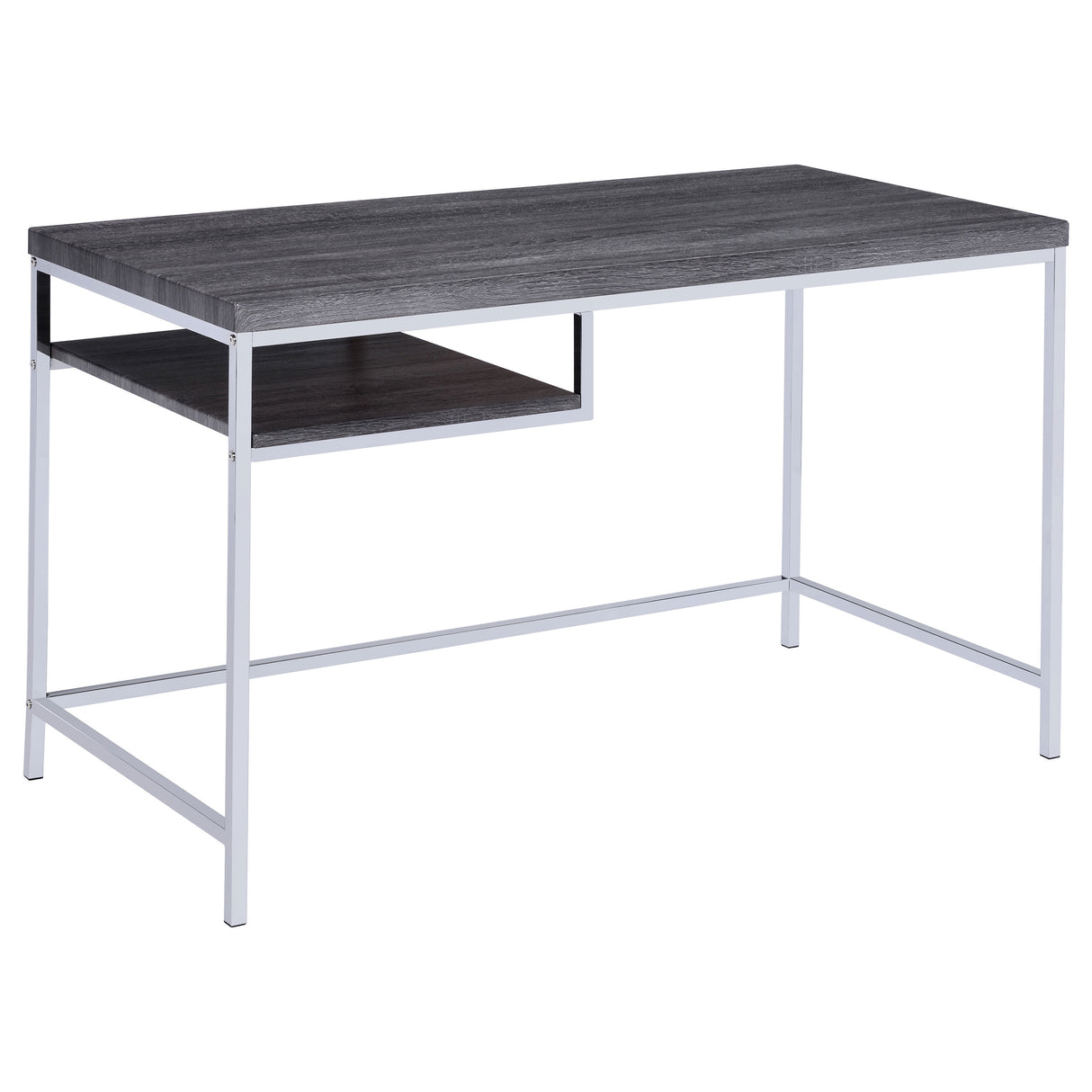Kravitz Rectangular Writing Desk Weathered Grey And Chrome