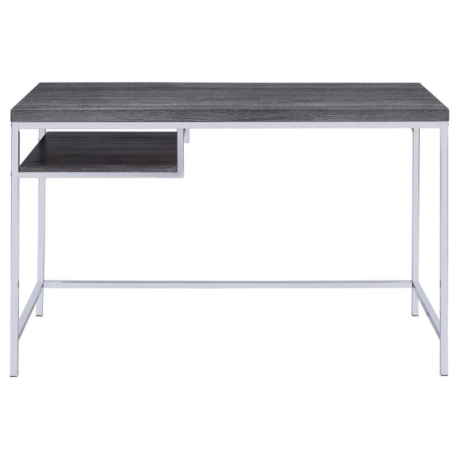 Kravitz Rectangular Writing Desk Weathered Grey And Chrome