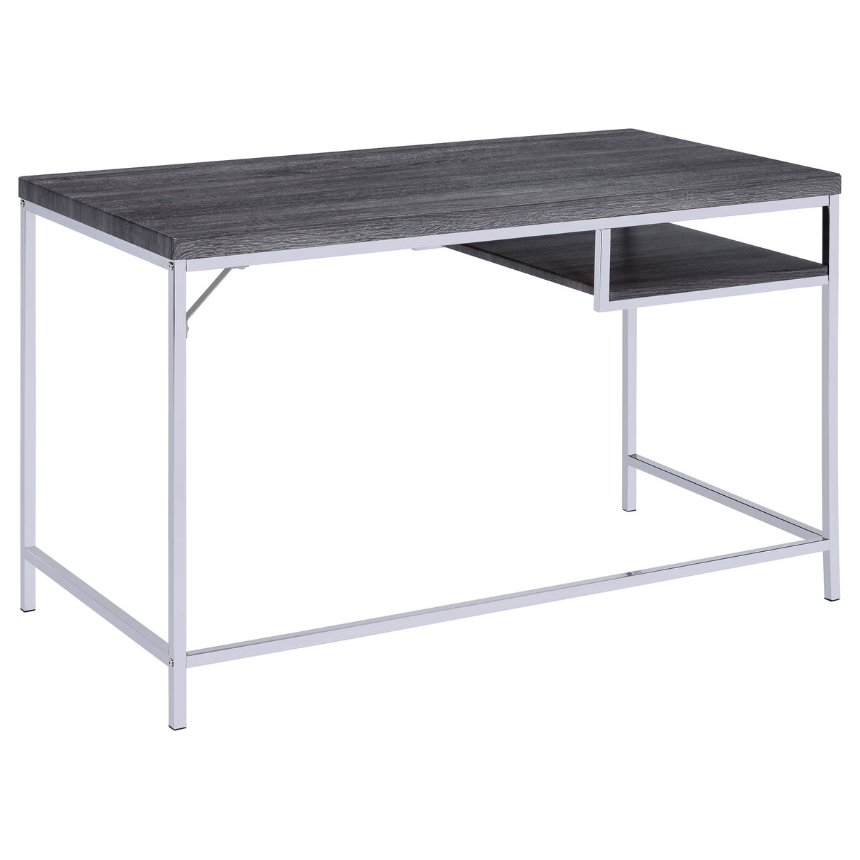 Kravitz Rectangular Writing Desk Weathered Grey And Chrome