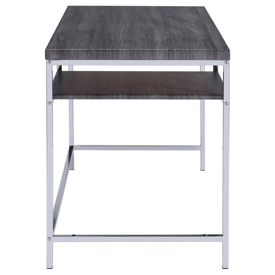 Kravitz Rectangular Writing Desk Weathered Grey And Chrome