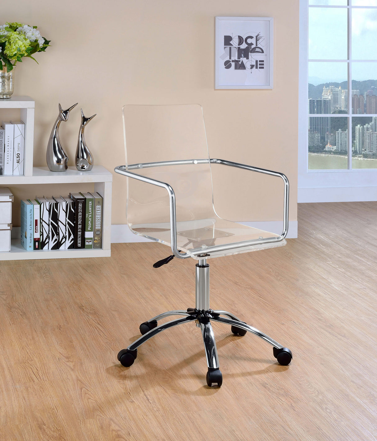 Amaturo Office Chair With Casters Clear And Chrome