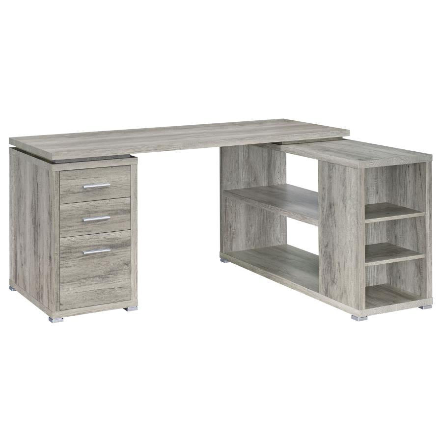 Yvette L-Shape Office Desk Grey Driftwood