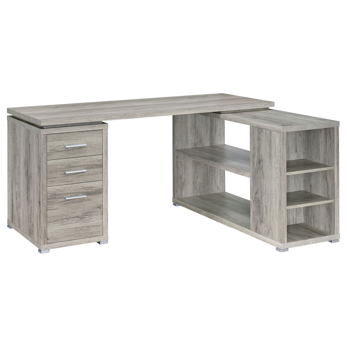 Yvette L-Shape Office Desk Grey Driftwood