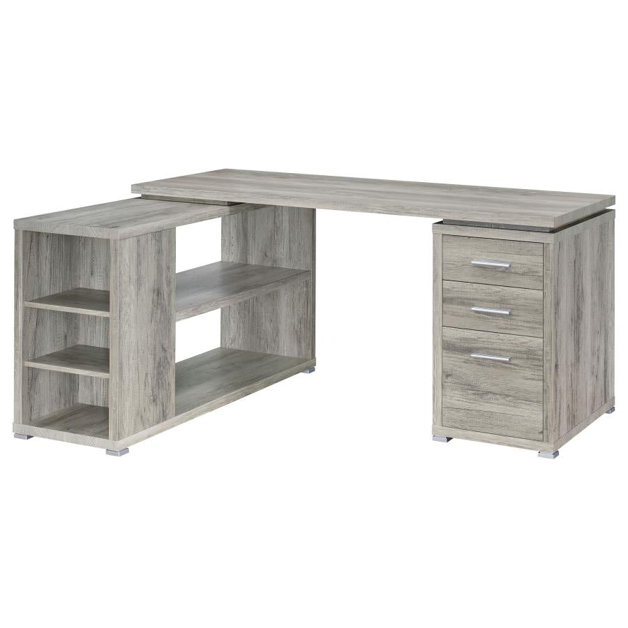 Yvette L-Shape Office Desk Grey Driftwood