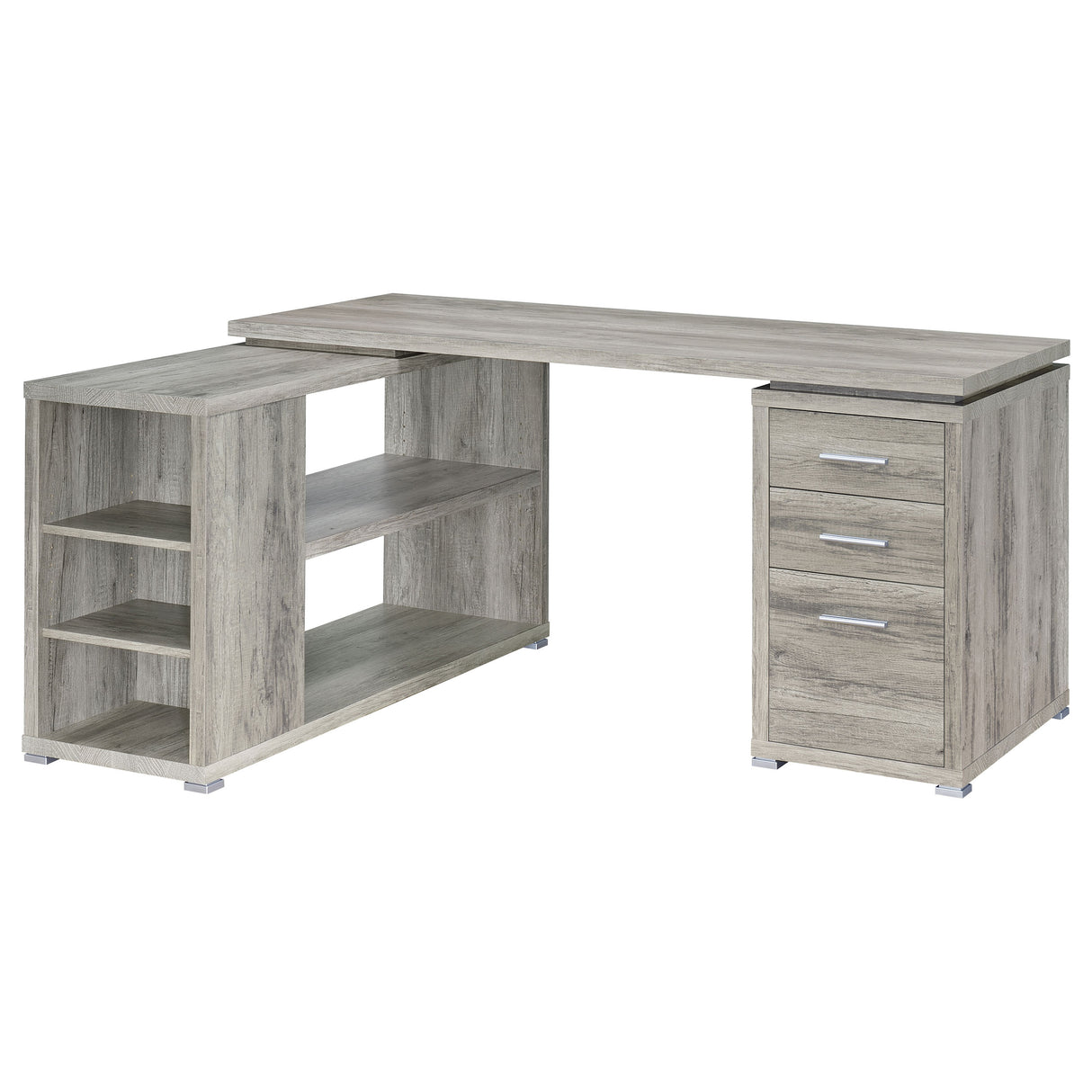 Yvette L-Shape Office Desk Grey Driftwood
