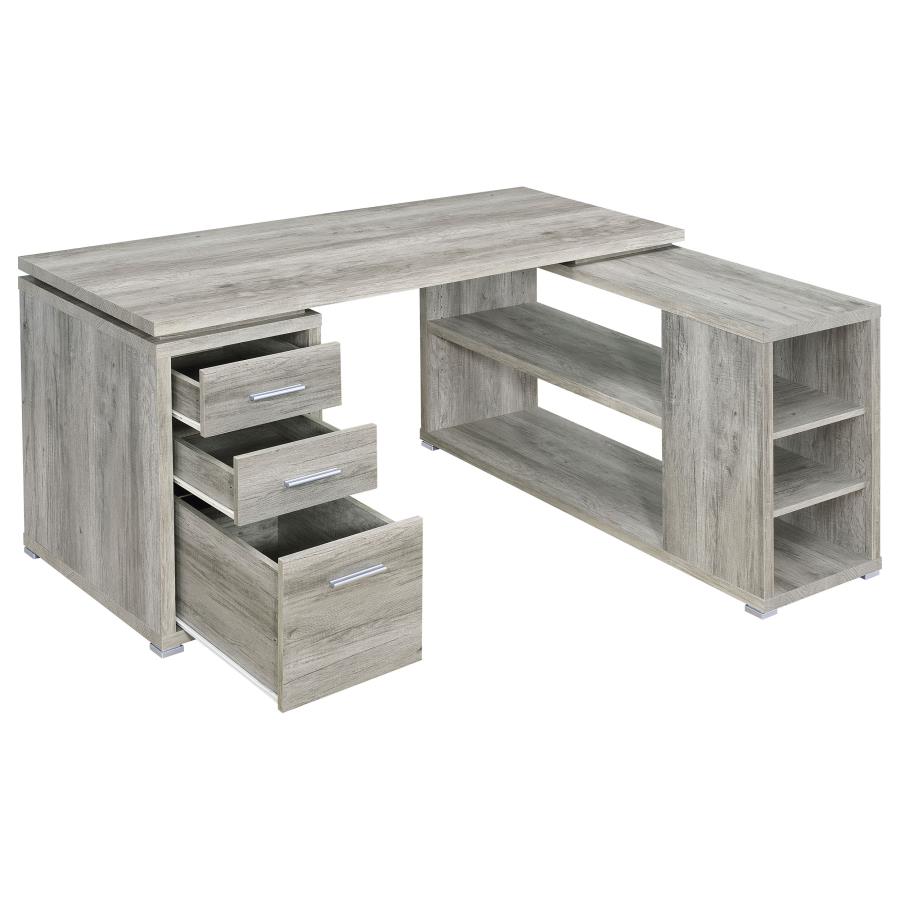 Yvette L-Shape Office Desk Grey Driftwood