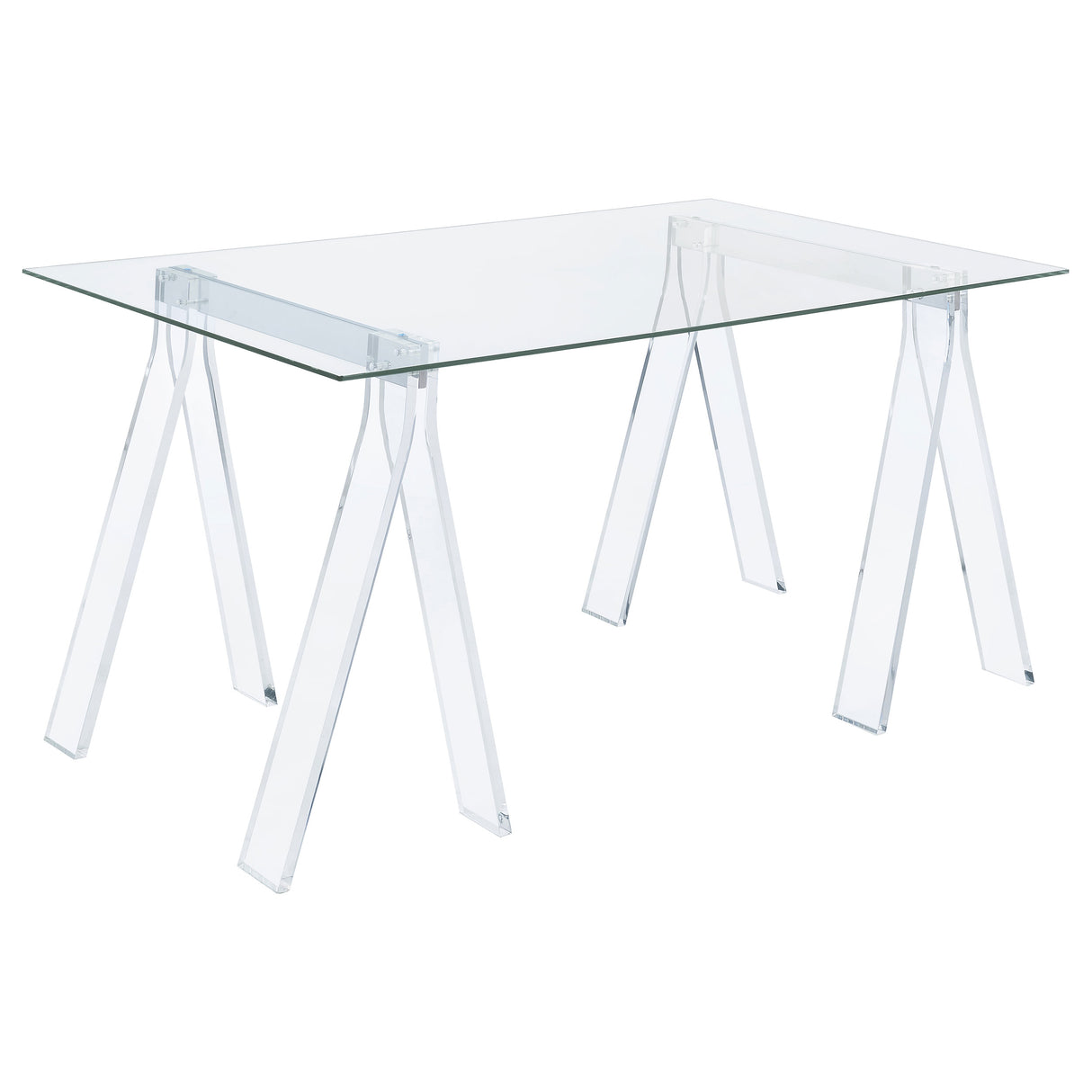 Amaturo Clear 59-Inch Glass Top Acrylic Writing Desk