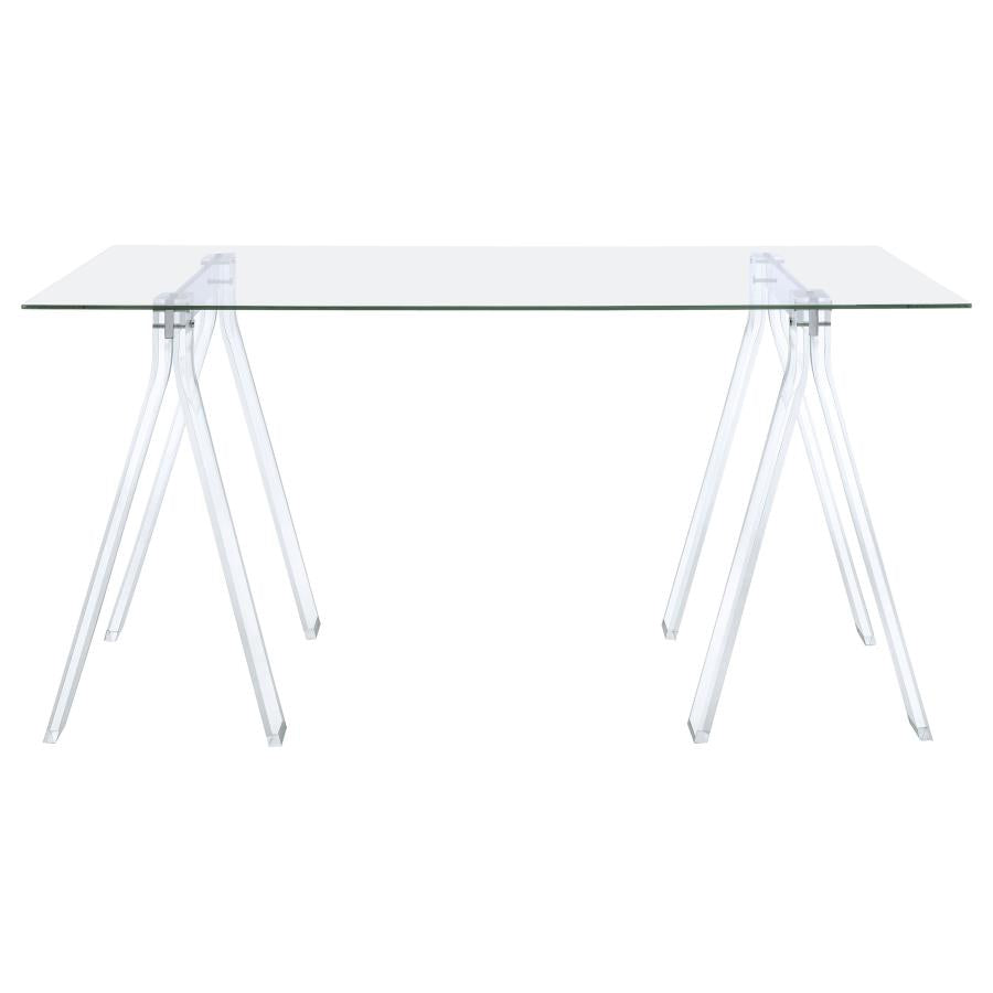 Amaturo Clear 59-Inch Glass Top Acrylic Writing Desk