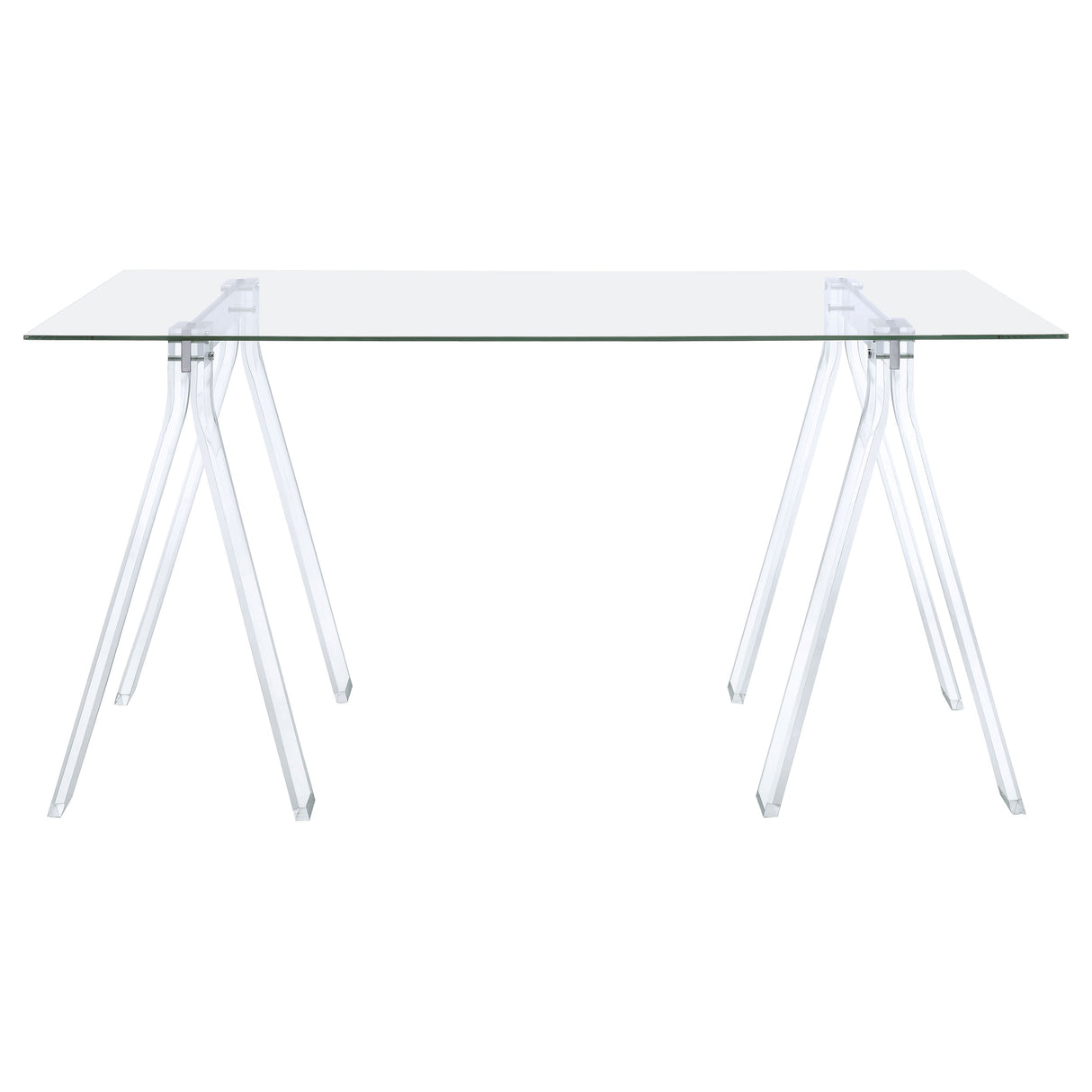 Amaturo Clear 59-Inch Glass Top Acrylic Writing Desk