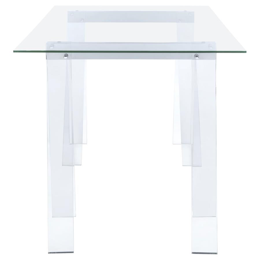 Amaturo Clear 59-Inch Glass Top Acrylic Writing Desk
