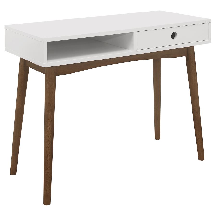 Bradenton 1-Drawer Writing Desk White And Walnut