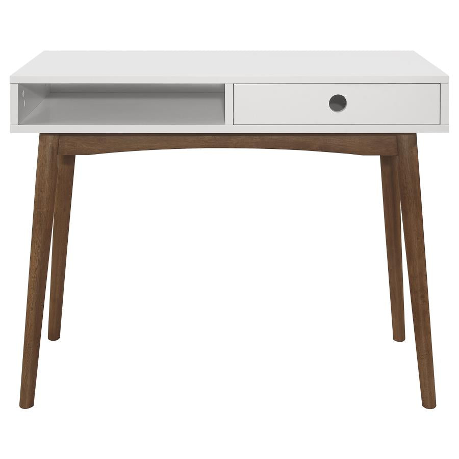 Bradenton 1-Drawer Writing Desk White And Walnut