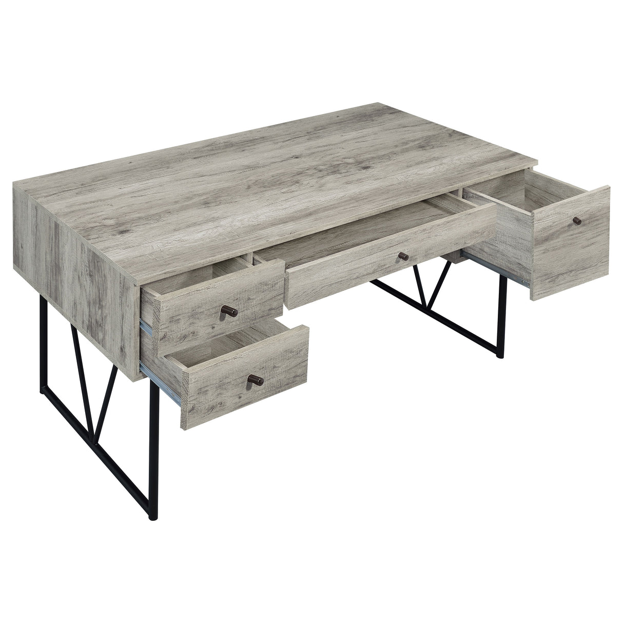 Analiese 4-Drawer Writing Desk Grey Driftwood