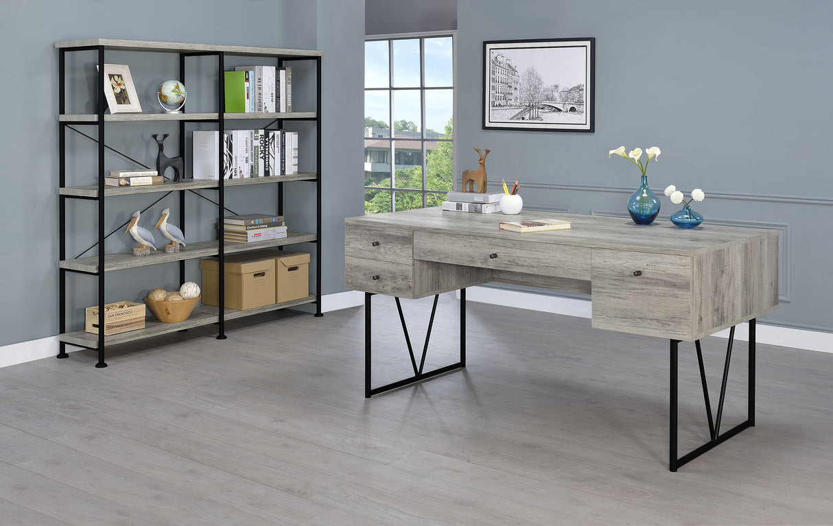 Analiese 4-Drawer Writing Desk Grey Driftwood