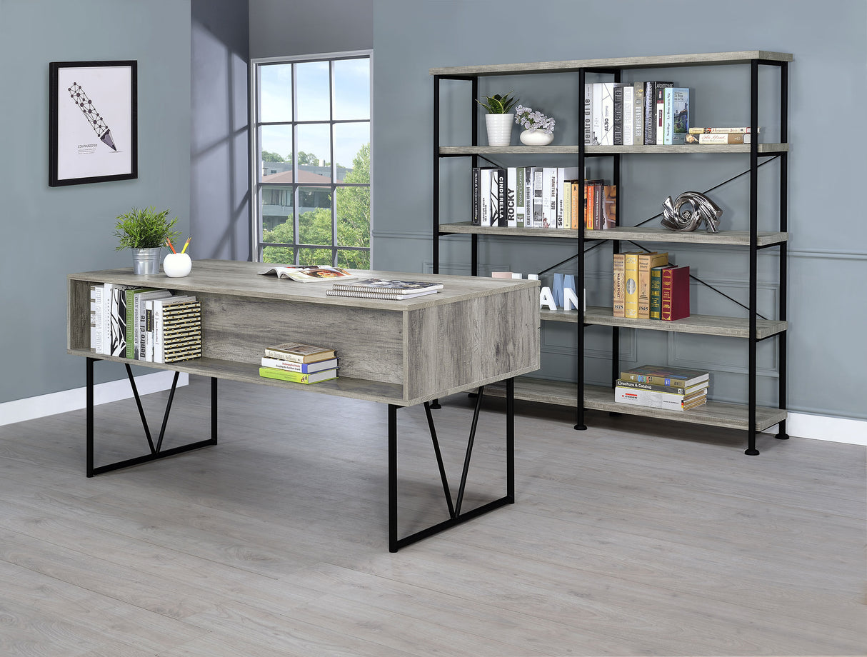 Analiese 4-Drawer Writing Desk Grey Driftwood