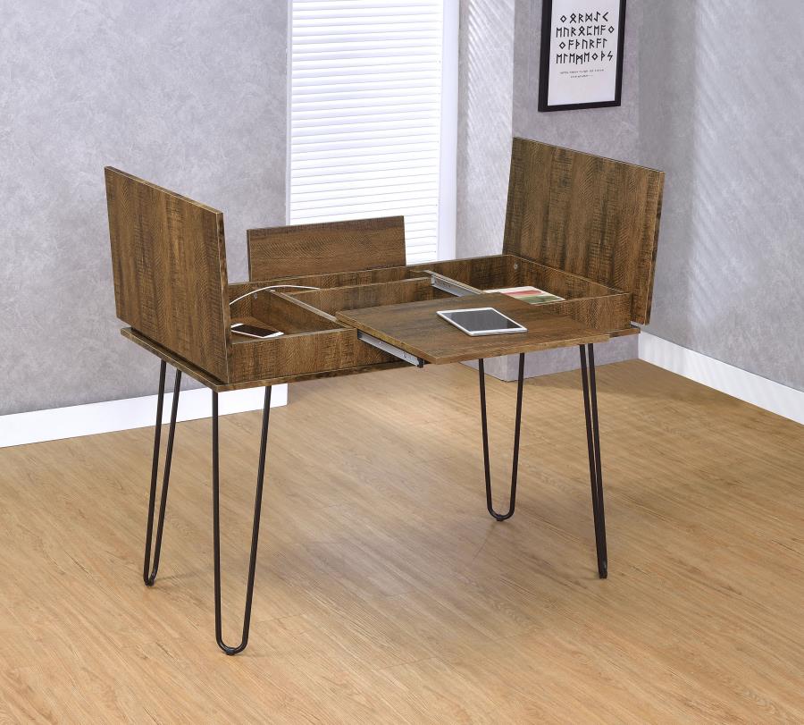 Sheeran Writing Desk With 4 Hidden Storages Rustic Amber