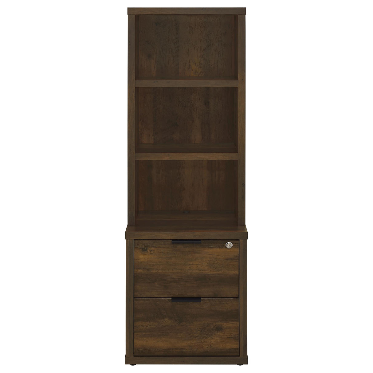 Westpark 3-shelf Bookcase USB and Lockable Drawer Dark Pine