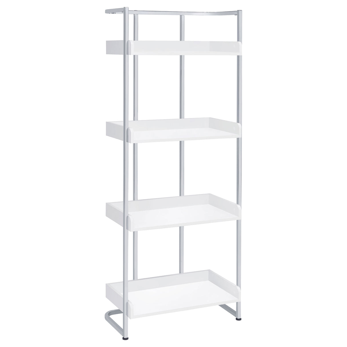 Ember 4-Shelf Bookcase White High Gloss And Chrome