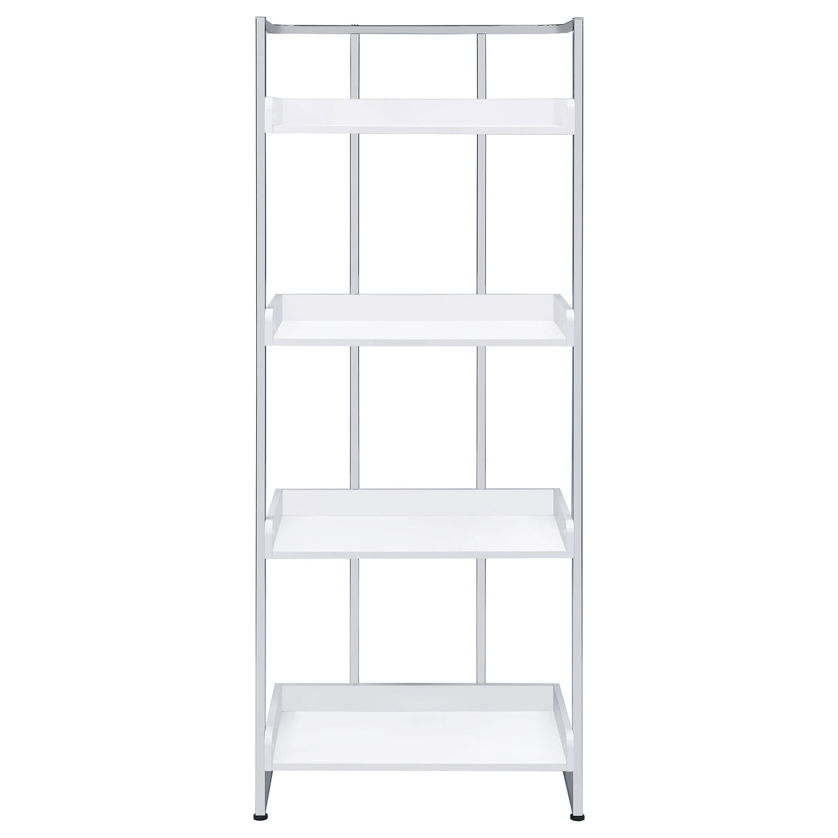 Ember 4-Shelf Bookcase White High Gloss And Chrome