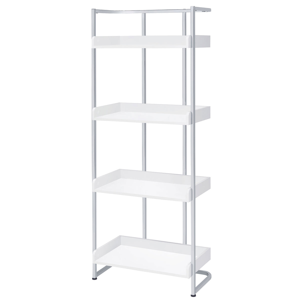 Ember 4-Shelf Bookcase White High Gloss And Chrome