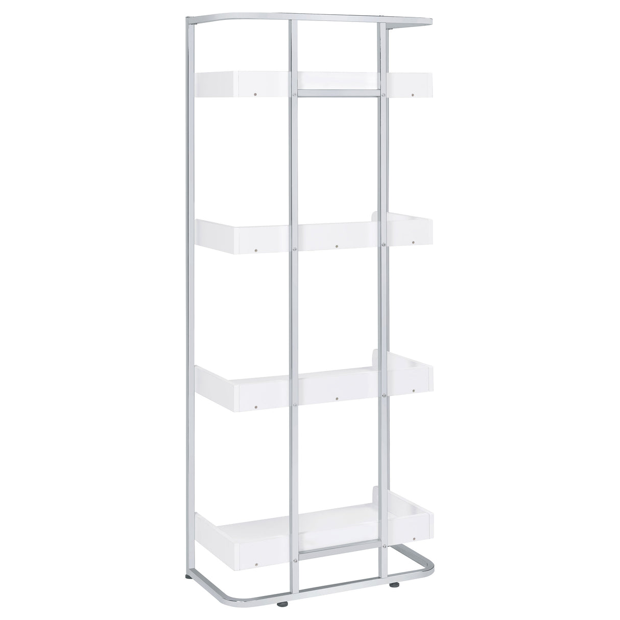 Ember 4-Shelf Bookcase White High Gloss And Chrome