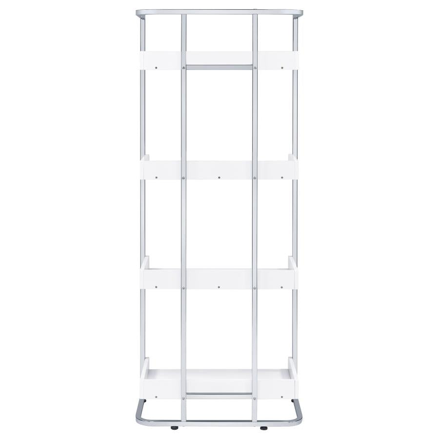 Ember 4-Shelf Bookcase White High Gloss And Chrome