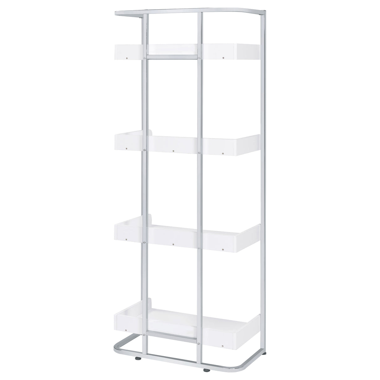 Ember 4-Shelf Bookcase White High Gloss And Chrome