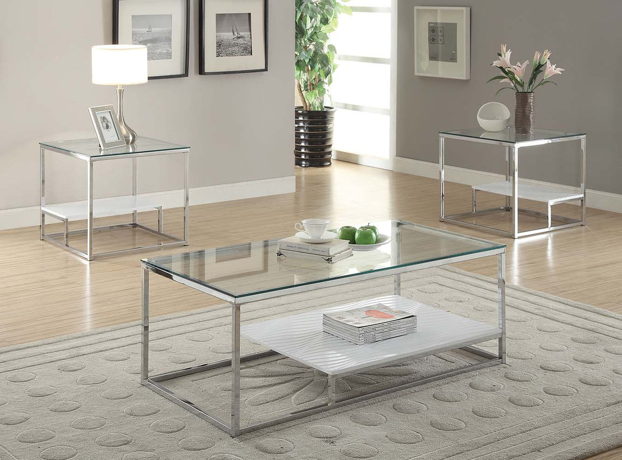 Ruben Clear Glass & Chrome Finish End Table