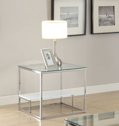 Ruben Clear Glass & Chrome Finish End Table