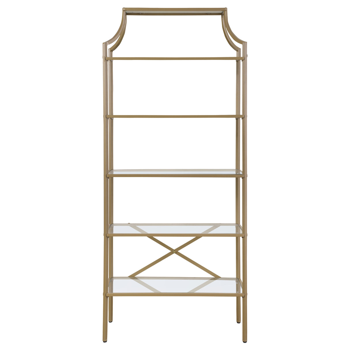 Serena 5-Tier Tempered Glass Shelves Bookcase Matte Gold