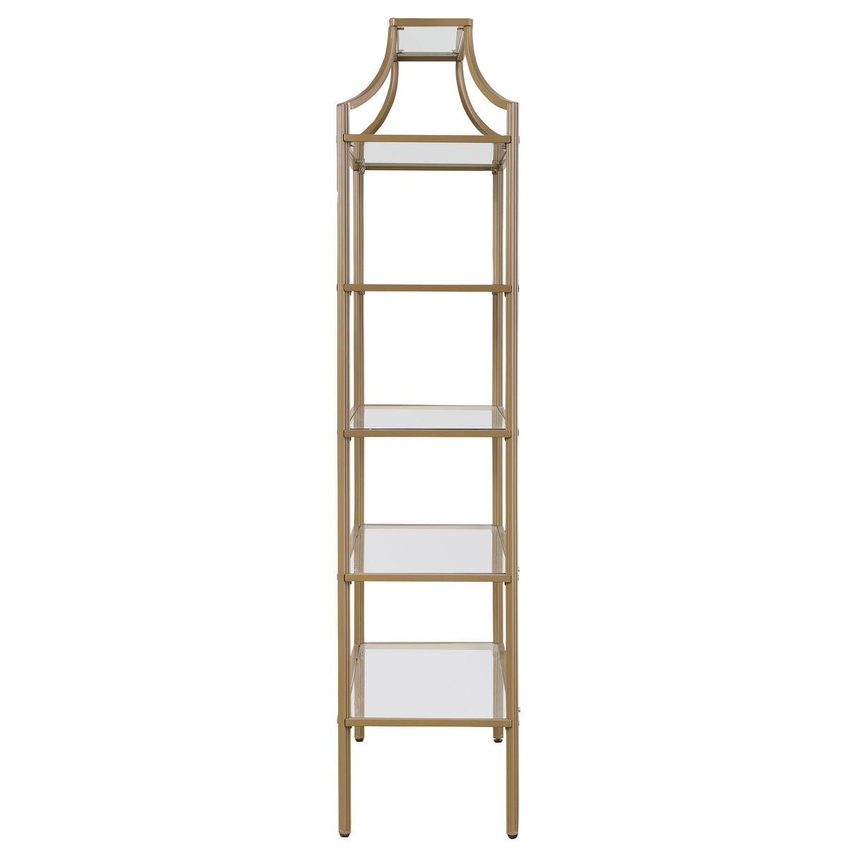 Serena 5-Tier Tempered Glass Shelves Bookcase Matte Gold