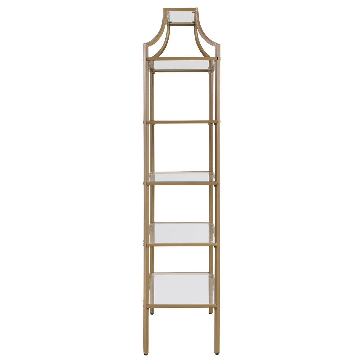 Serena 5-Tier Tempered Glass Shelves Bookcase Matte Gold