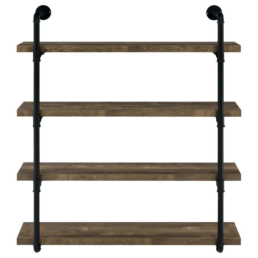 Elmcrest 40-Inch Wall Shelf Black And Rustic Oak