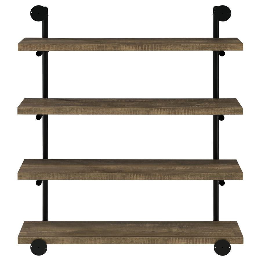 Elmcrest 40-Inch Wall Shelf Black And Rustic Oak