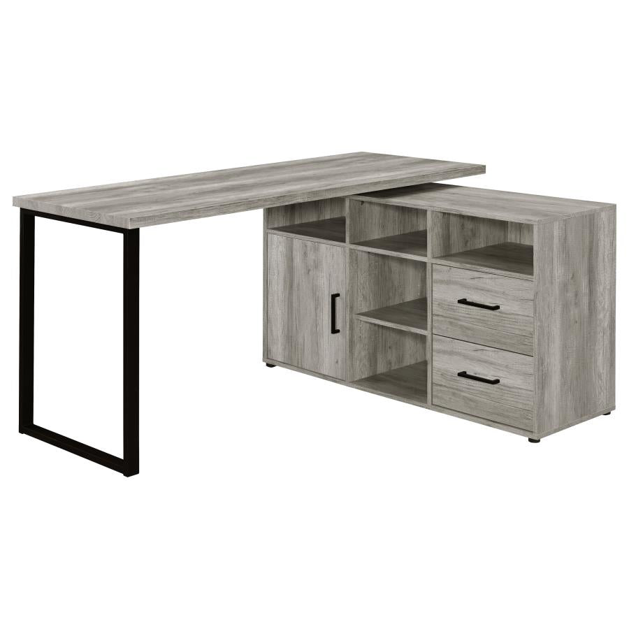 Hertford L-Shape Office Desk With Storage Grey Driftwood