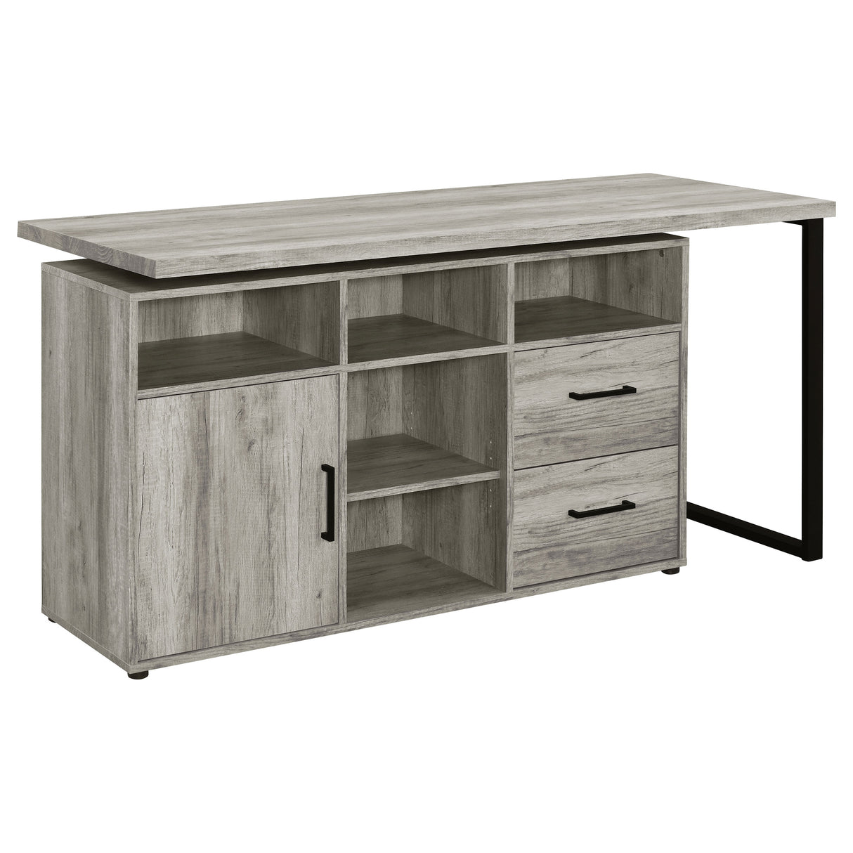 Hertford L-Shape Office Desk With Storage Grey Driftwood