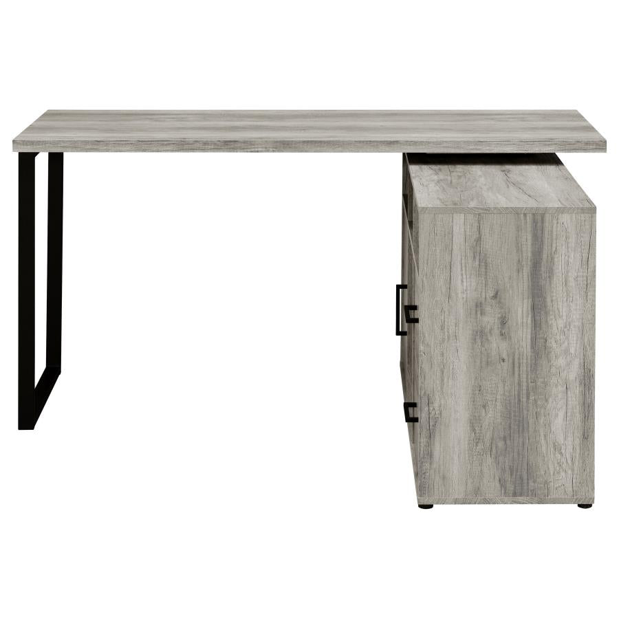 Hertford L-Shape Office Desk With Storage Grey Driftwood