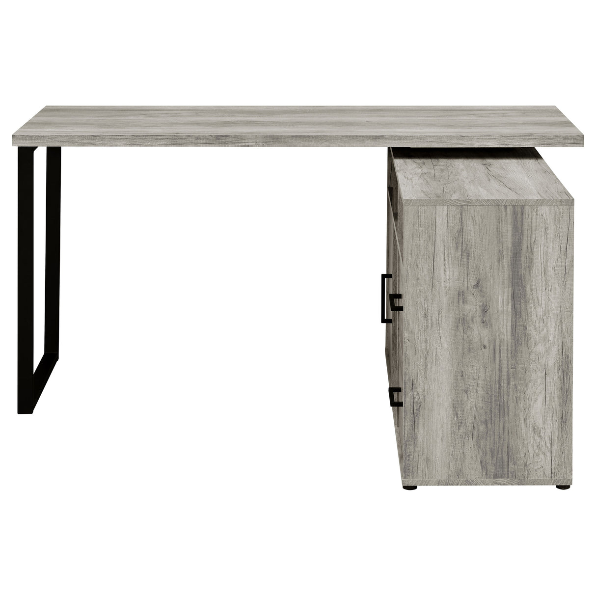 Hertford L-Shape Office Desk With Storage Grey Driftwood