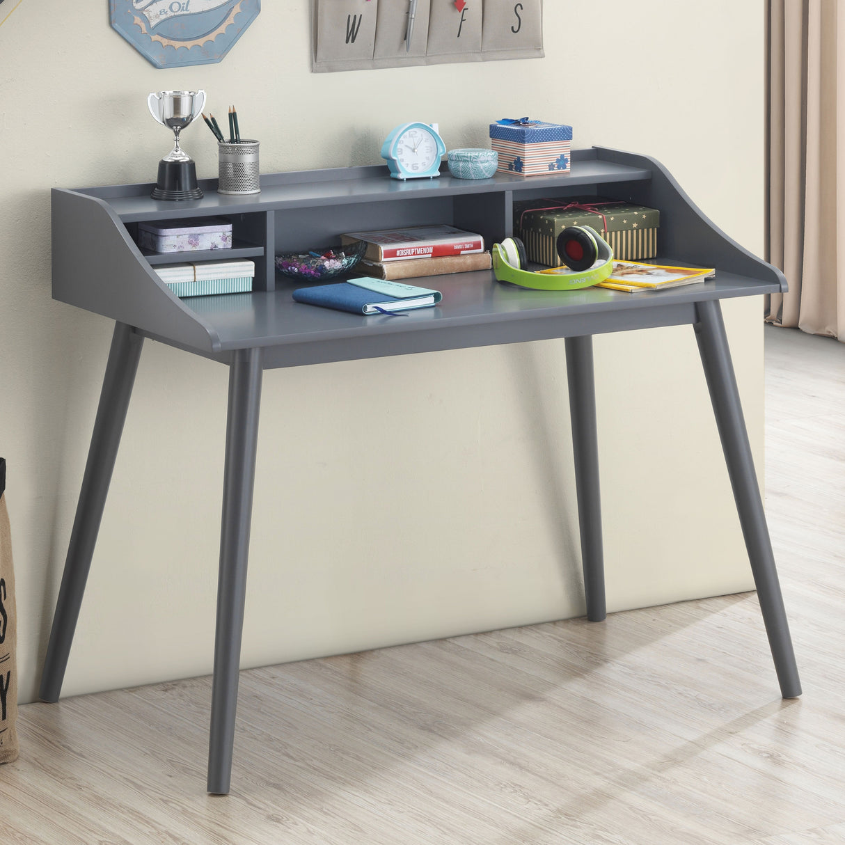 Percy 4-Compartment Writing Desk Grey