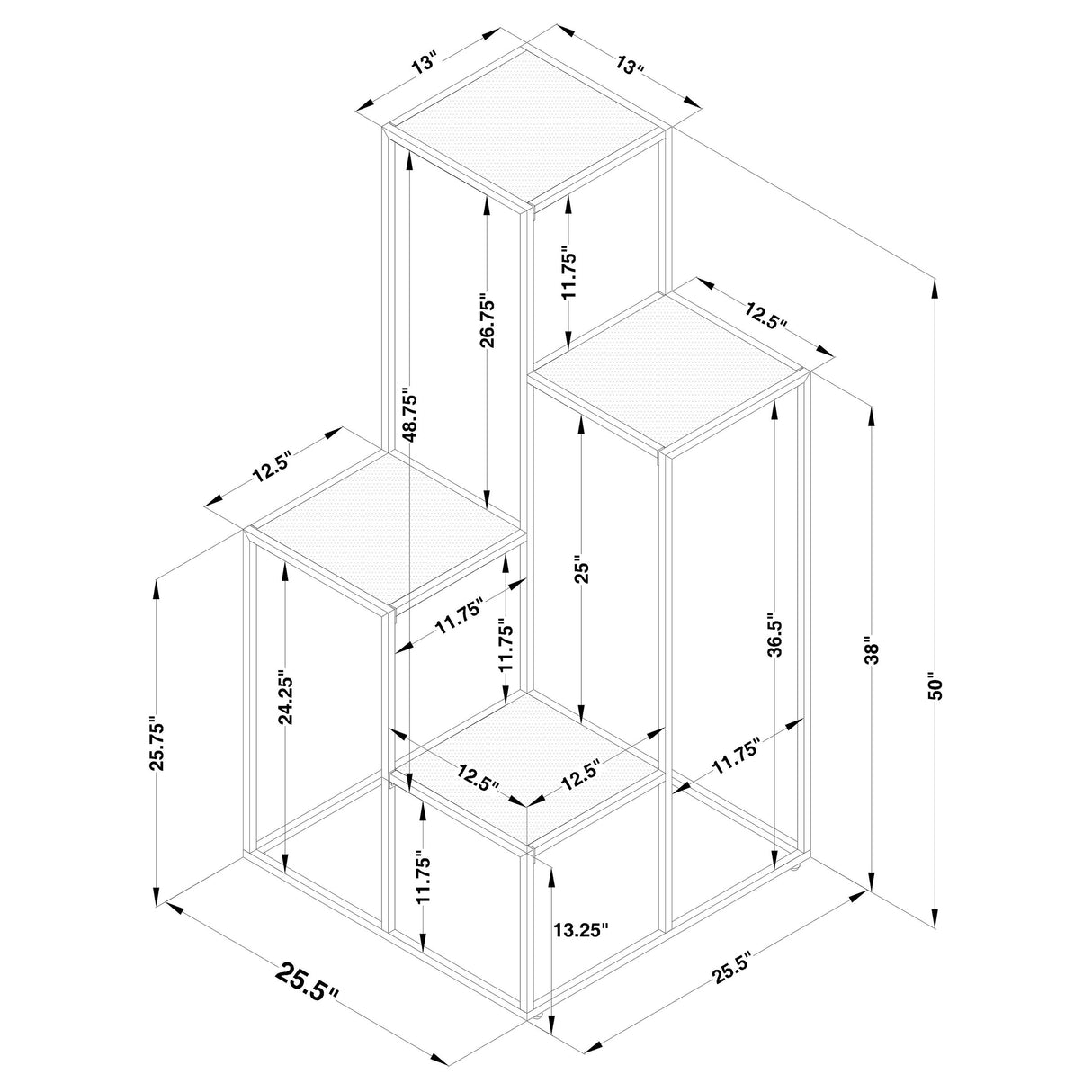 Rito 4-Tier Display Shelf Rustic Brown And Black