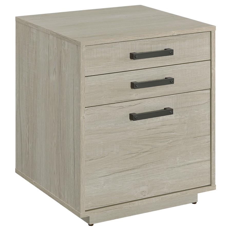 Loomis 3-Drawer Square File Cabinet Whitewashed Grey