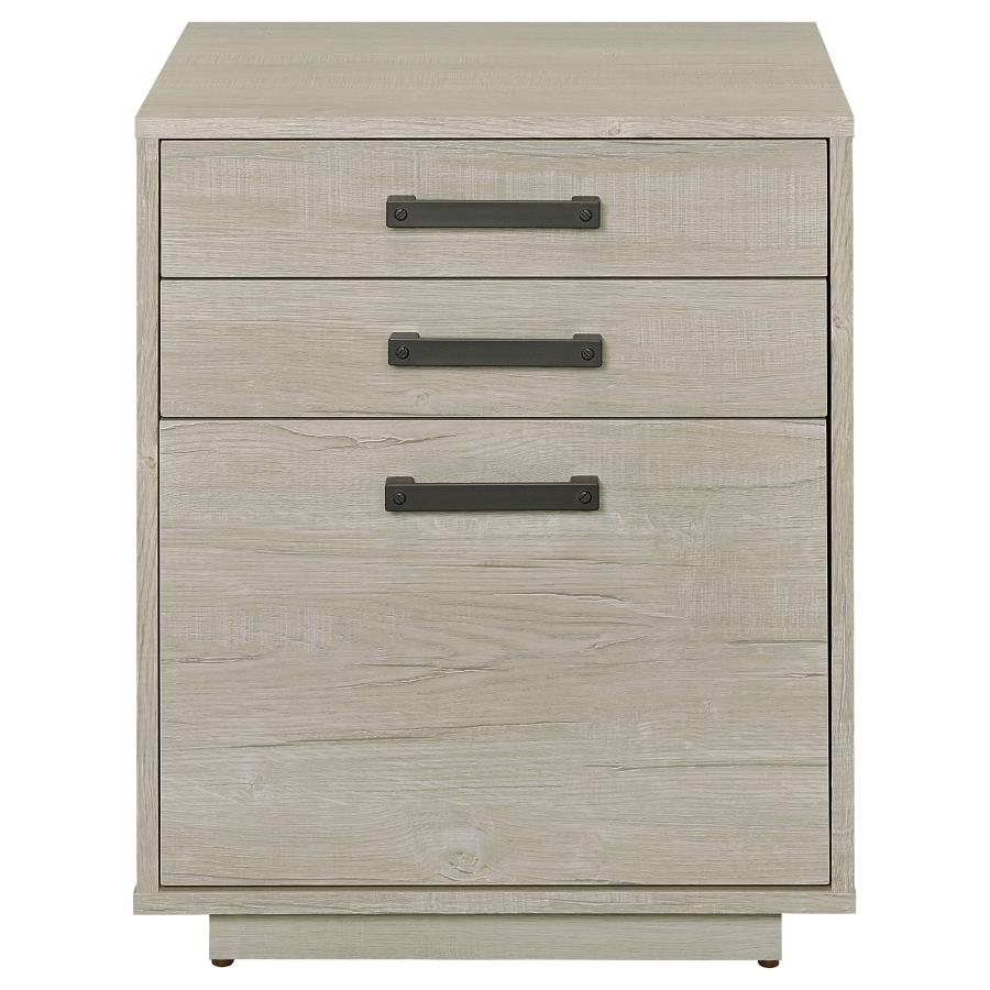 Loomis 3-Drawer Square File Cabinet Whitewashed Grey