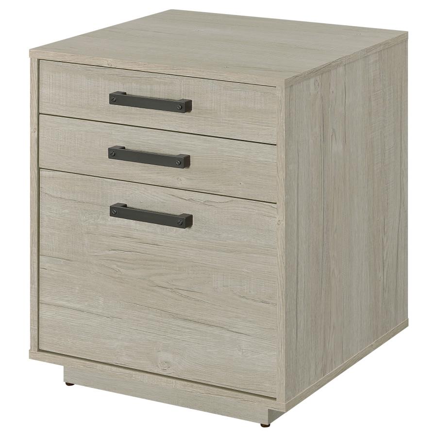 Loomis 3-Drawer Square File Cabinet Whitewashed Grey