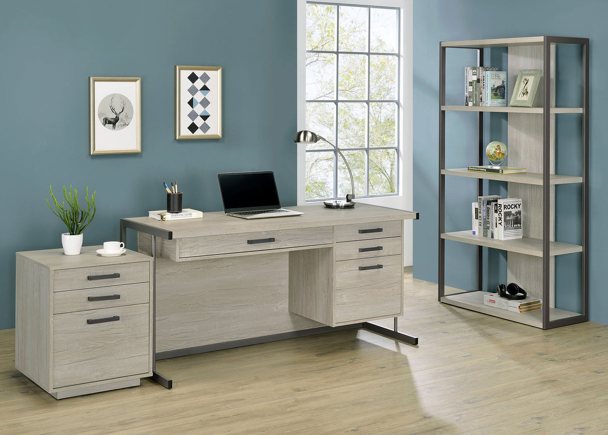 Loomis 3-Drawer Square File Cabinet Whitewashed Grey