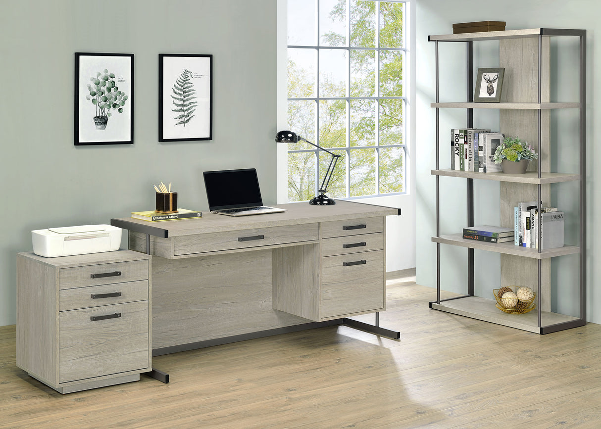 Loomis 3-Drawer Square File Cabinet Whitewashed Grey