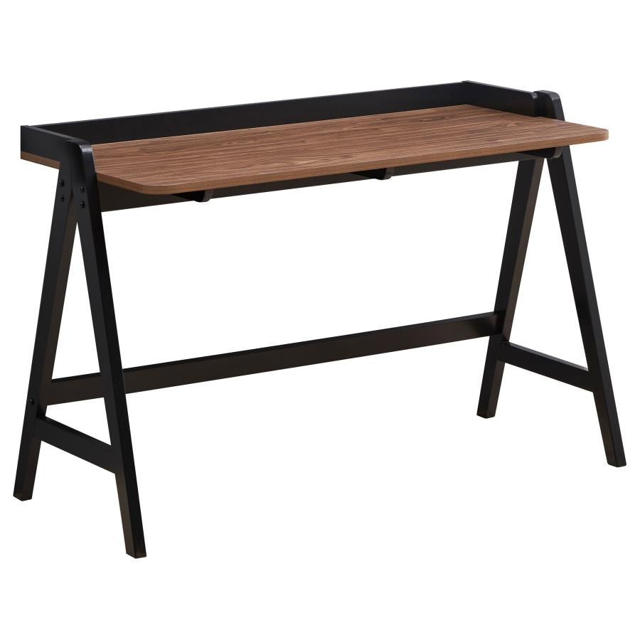 Raul Writing Desk Walnut And Black With Usb Ports