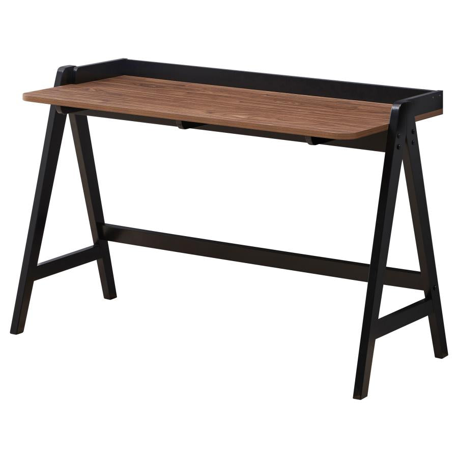 Raul Writing Desk Walnut And Black With Usb Ports