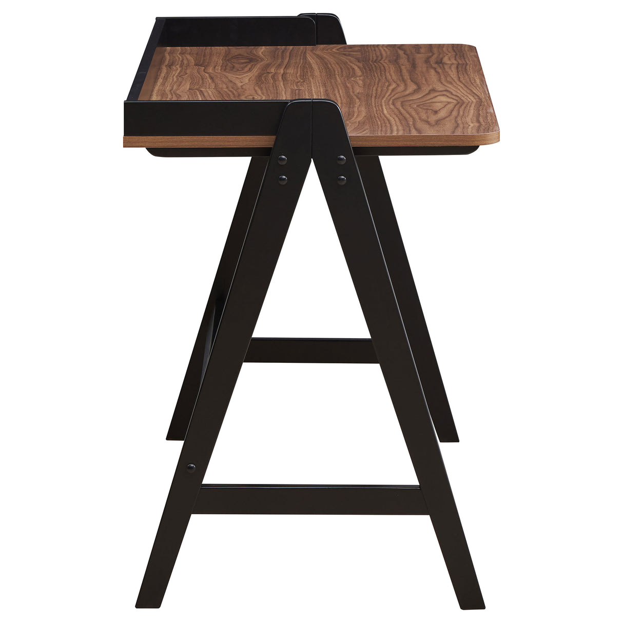 Raul Writing Desk Walnut And Black With Usb Ports