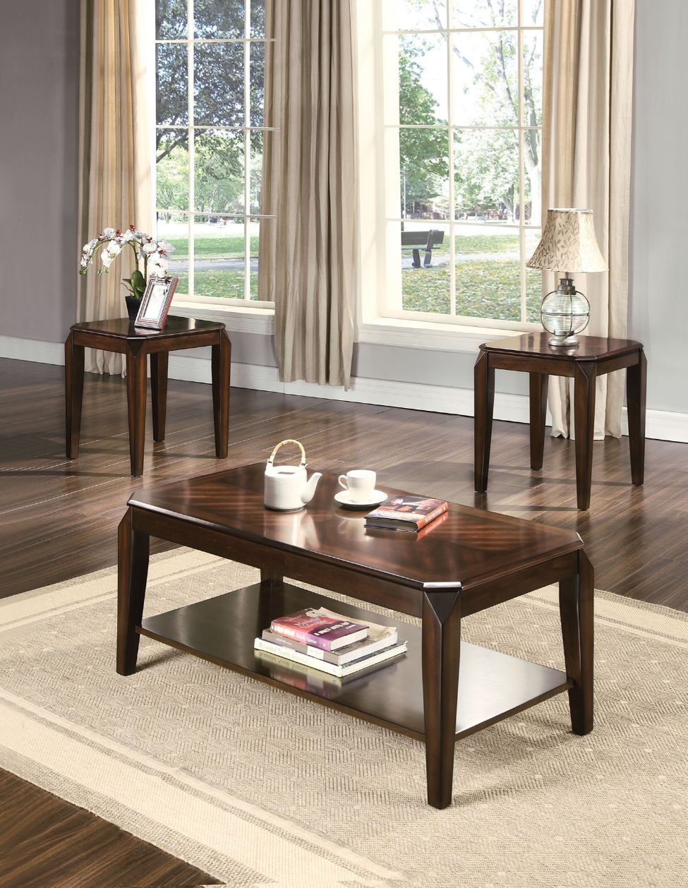 Docila Walnut Finish Coffee Table